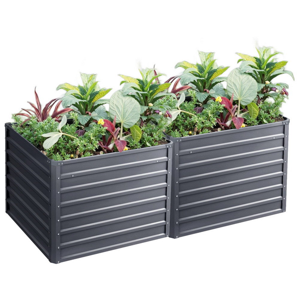 Green Fingers 2x Garden Bed 100x100x77cm Planter Box Raised Container Galvanised