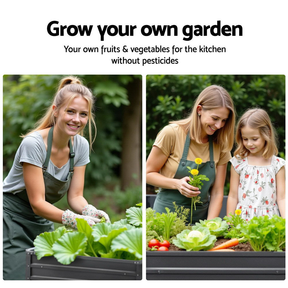 Green Fingers 2x Garden Bed 100x100x77cm Planter Box Raised Container Galvanised