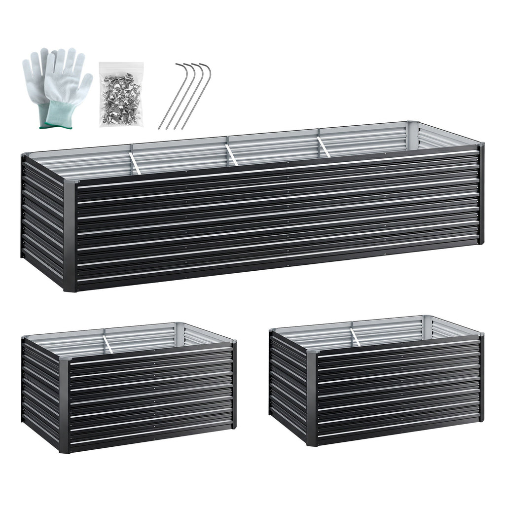 Green Fingers 2-in-1 Raised Garden Bed Kit, 320cm/160cm| 77cm Extra Deep Ergonomic Planter Box | Protect Your Back | Galvanised Steel Vegetable Flower Pot for Outdoor Garden | Includes Gloves & Pegs