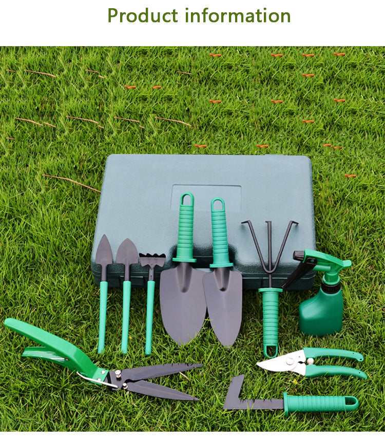 10-Piece Green Professional Garden Tool Set with Carrying Case - Ergonomic Gardening Kit for Digging, Weeding & Pruning