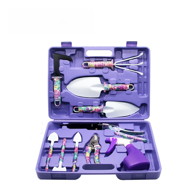 10-Piece Purple Professional Garden Tool Set with Carrying Case - Ergonomic Gardening Kit for Digging, Weeding & Pruning
