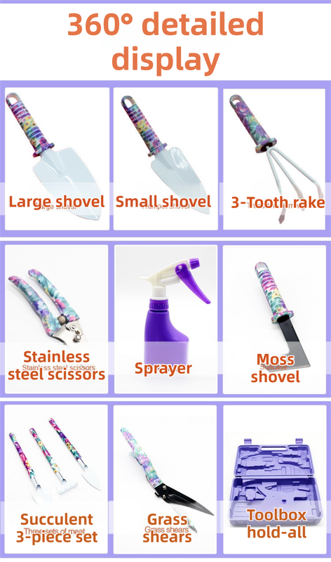 10-Piece Purple Professional Garden Tool Set with Carrying Case - Ergonomic Gardening Kit for Digging, Weeding & Pruning