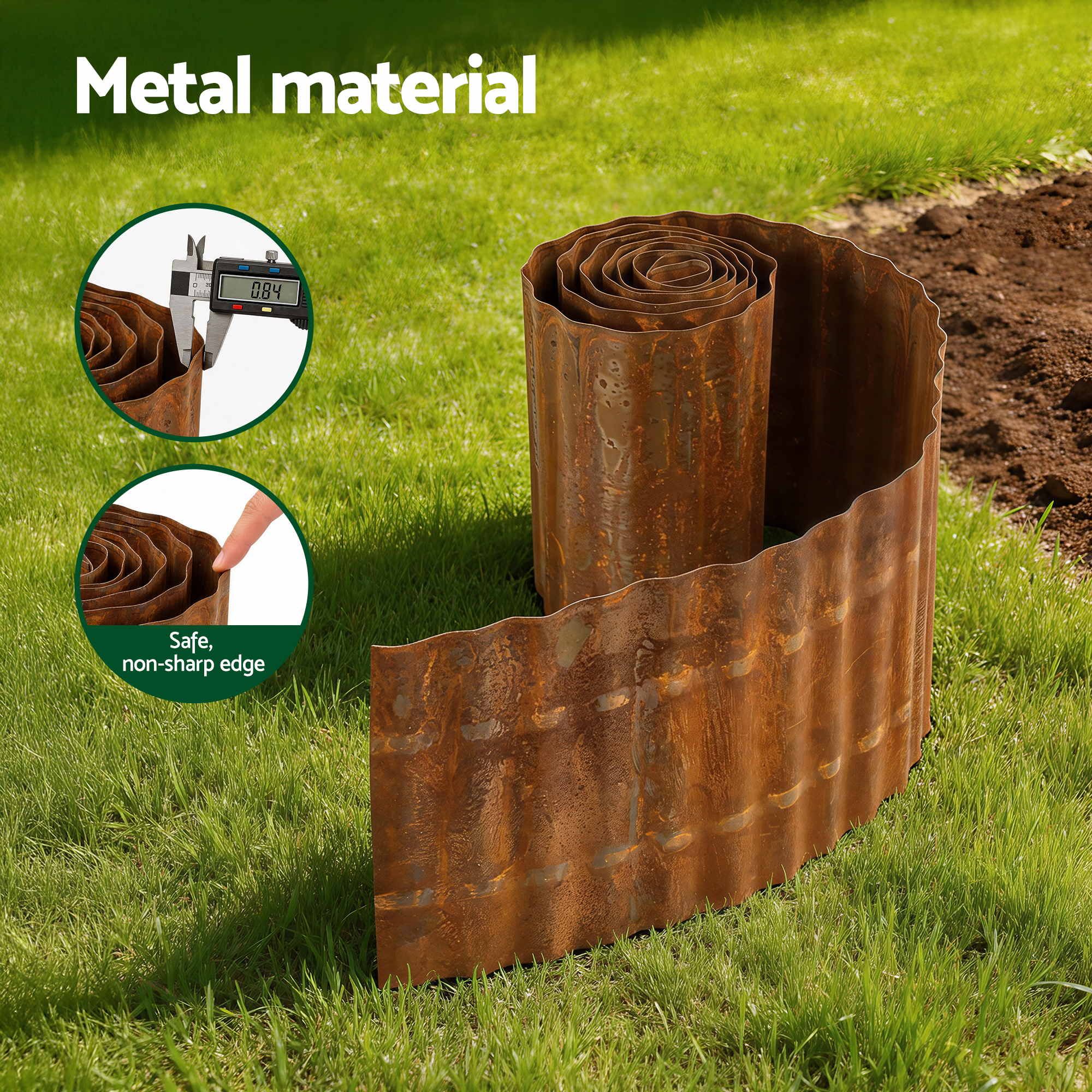 Green Fingers Garden Edging 10ft Metal Flexible Garden Border Corrugated Steel Lawn Edging Rust